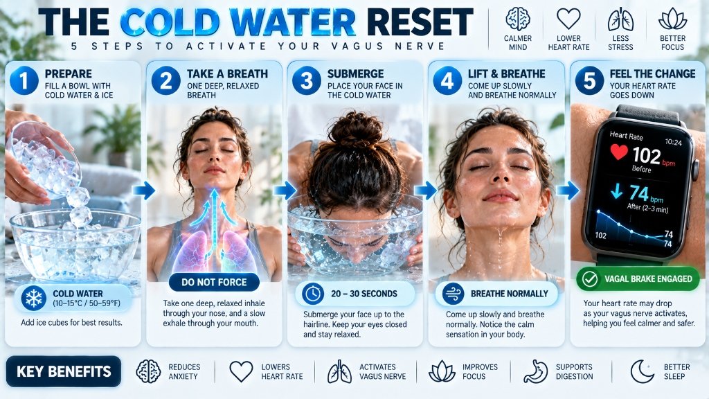 how to calm an overstimulated nervous system cold water mammalian dive reflex 5 step tutorial