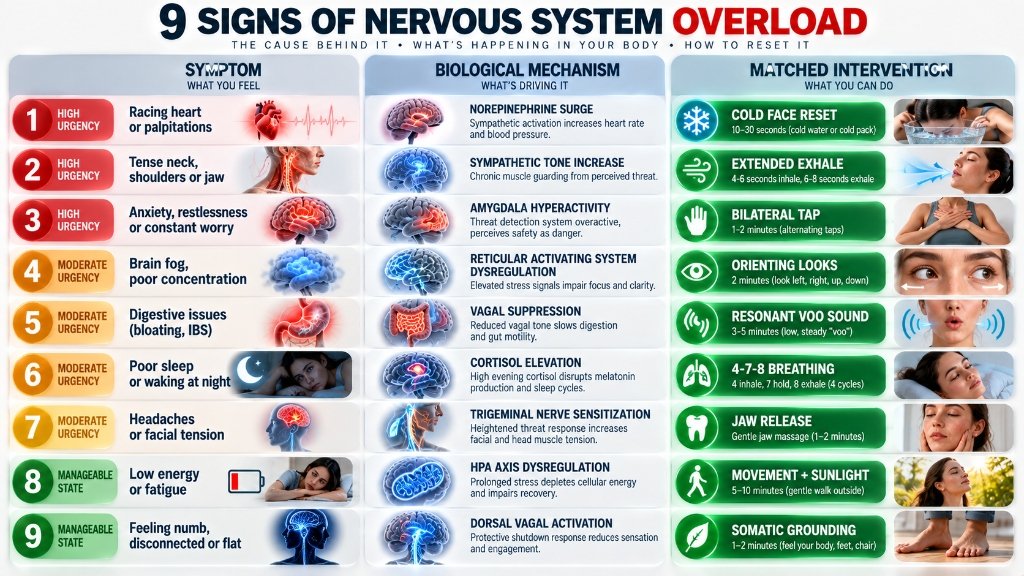 how to calm an overstimulated nervous system symptom diagnostic matrix chart