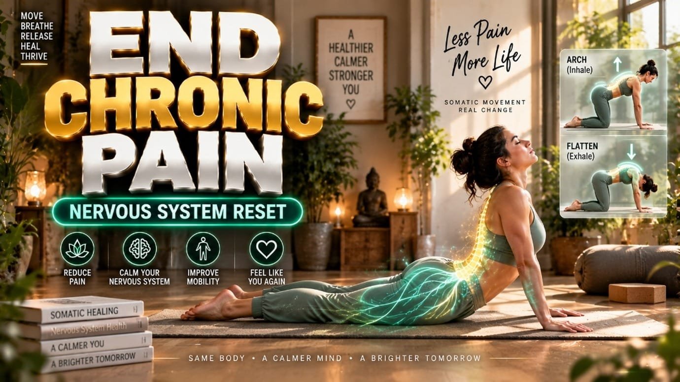 Somatic movement for chronic pain relief practice showing nervous system recalibration and lumbar muscle release